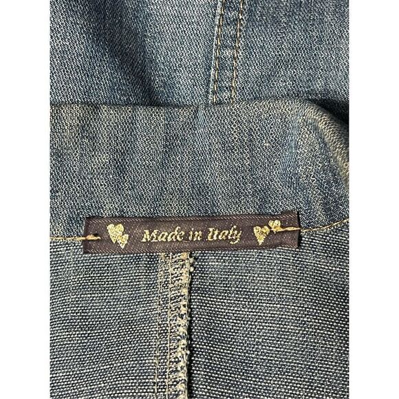 Rare Made in Italy Denim Jacket with Art Painted Floral Design Embellished Size - Picture 6 of 7